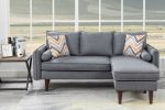 Mia Gray Sectional Sofa Chaise with USB Charger & Pillows