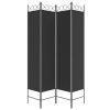 4-Panel Room Divider Black 63"x78.7" Fabric