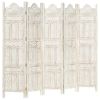 Hand carved 5-Panel Room Divider White 78.7"x65" Solid Mango Wood