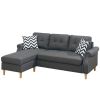 Living Room Corner Sectional Blue Grey Polyfiber Chaise sofa Reversible Sectional