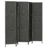 5-Panel Room Divider Black 76"x63" Water Hyacinth