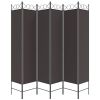 6-Panel Room Divider Brown 94.5"x78.7" Fabric