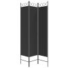 3-Panel Room Divider Black 47.2"x78.7" Fabric