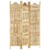 Hand carved 3-Panel Room Divider 47.2"x65" Solid Mango Wood