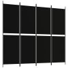 4-Panel Room Divider Black 78.7"x70.9" Fabric