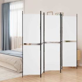 5-Panel Room Divider White 98.4"x78.7" Fabric (Color: White)