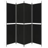 4-Panel Room Divider Black 78.7"x78.7" Fabric