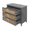 3 Drawer Cabinet,Natural rattan,American Furniture,Suitable for bedroom, living room, study