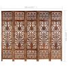Hand carved 5-Panel Room Divider Brown 78.7"x65" Solid Mango Wood