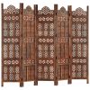 Hand carved 5-Panel Room Divider Brown 78.7"x65" Solid Mango Wood