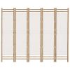 Folding 5-Panel Room Divider 78.7" Bamboo and Canvas