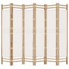Folding 6-Panel Room Divider 94.5" Bamboo and Canvas