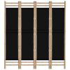 Folding 4-Panel Room Divider 63" Bamboo and Canvas