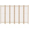 Folding 6-Panel Room Divider 94.5" Bamboo and Canvas