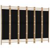 Folding 6-Panel Room Divider 94.5" Bamboo and Canvas